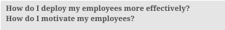 How do I deploy my employees more effectively? How do I motivate my employees?